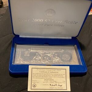 Year 2000 $2 Silver Certificate .999 silver
